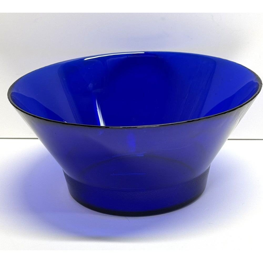 MCM Vintage Cobalt Blue Glass Serving‎ Bowl MCM Textured Bottom HTF